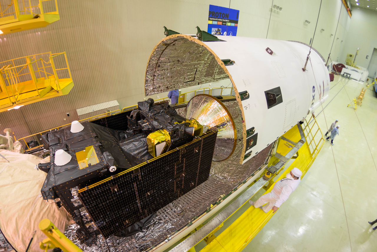 Encapsulation of the ExoMars Trace Gas Orbiter spacecraft at the Baikonur cosmodrome in Kazakhstan